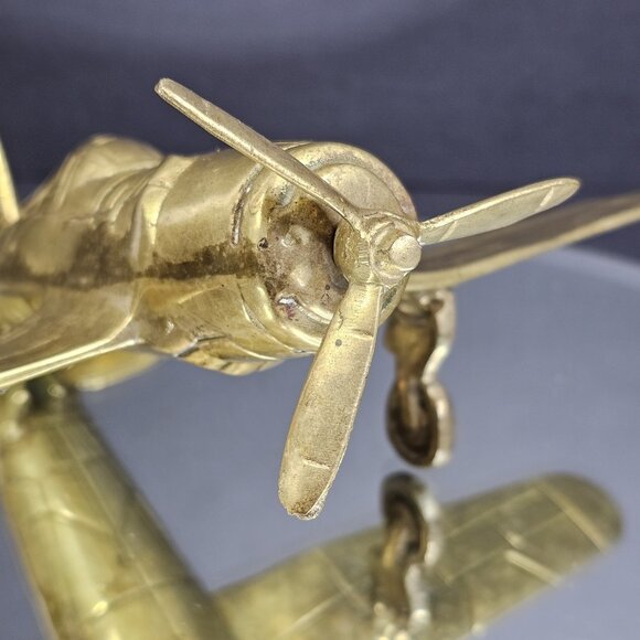 Vintage Brass Desk Collector Aviation Pilot Decor Air Plane Figure - Picture 5 of 10